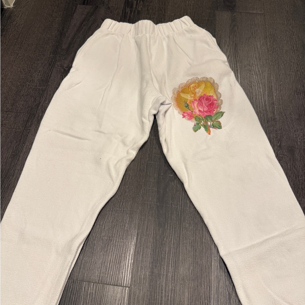 Boys Lie White Joggers with Floral Design